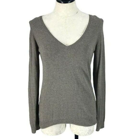 Banana Republic Women's Lightweight Spring Brown VNeck Long Sleeve Sweater Small - Picture 1 of 8